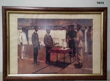 Framed print depicting the Japanese Surrender.