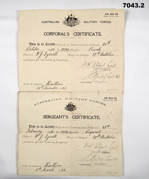 Two certificates of Promotion.