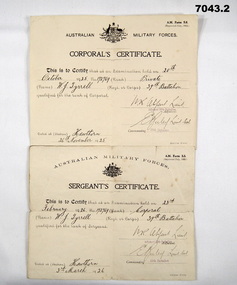 Two certificates of Promotion.