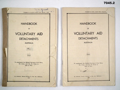 Two V.A.D. Handbooks WW2.