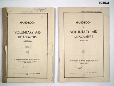 Two V.A.D. Handbooks WW2.