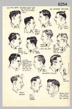Fortuna Cricket Team Sketches, Land Headquarters Cartographic Company, Bendigo. c1943.