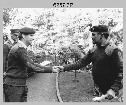 2/4 RAR Pipes and Drums Visit to the Army Survey Regiment, Fortuna, Bendigo. c1990.