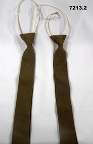 Two army issued khaki pre-knotted neckties.