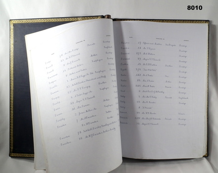 Page on the inside of the book of remembrance SMI.