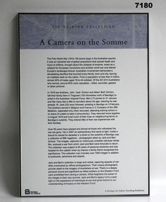 Storyboard framed WW1, "Camera on the Somme".