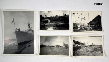 Five black and white photos WW2 in the Asian theatre of war.