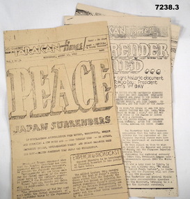 Three newsletters Tarakan Times from WW2.