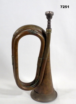 Bugle with detachable mouthpiece.
