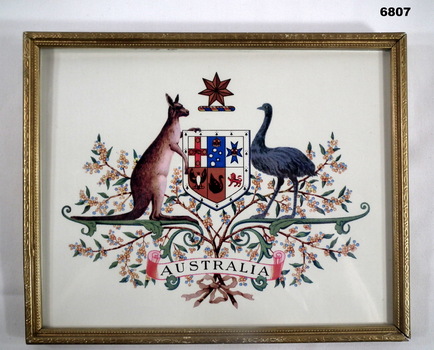 Framed Coat of Arms of Australia.