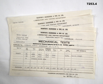 Mechanical Tests on 6 PDR Barrels.