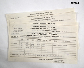 Mechanical Tests on 6 PDR Barrels.