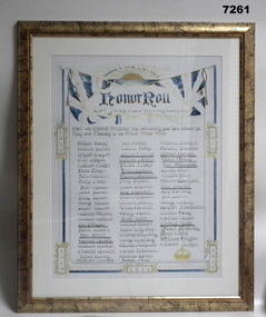 Framed Reproduction poster of an Honour Roll.