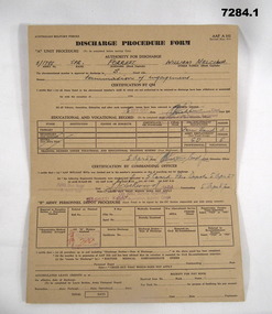 Forms for discharge procedure Army.