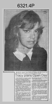 Bendigo Advertiser newspaper article 1984, Army Survey Regiment's Miss Golden North Entrant: SPR Tracy (Parker) Ash.