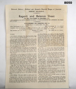 Report and balance sheet Bendigo RSL 1946.