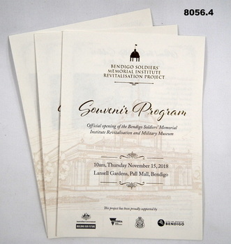 Souvenir program re opening SMI/Museum 2018.