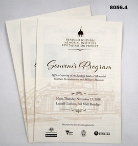 Souvenir program re opening SMI/Museum 2018.