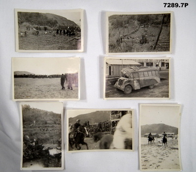 Seven black and white photos of Japan of Occupational Forces.