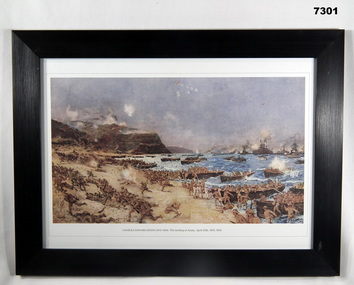 Framed print collection of paintings, posters and maps WW1.