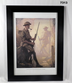 Framed print collection of paintings, posters and maps WW1.