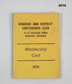 Membership card to the BDSC 1978.