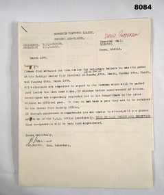 Administrative record - RSL ROSTER EASTER FAIR 1978, Bendigo RSL Sub Branch, March 1978