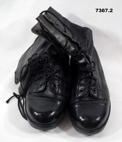 One pair of black leather boots.