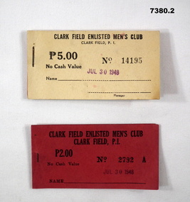 Two covers for ticket vouchers BCOF.