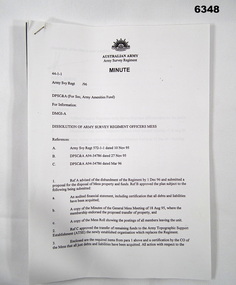 Army Svy Regt Minute, A4 paper, 30 pages