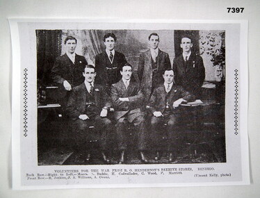 Volunteers for the War from R.O. Henderson "Beehive Stores, Bendigo".