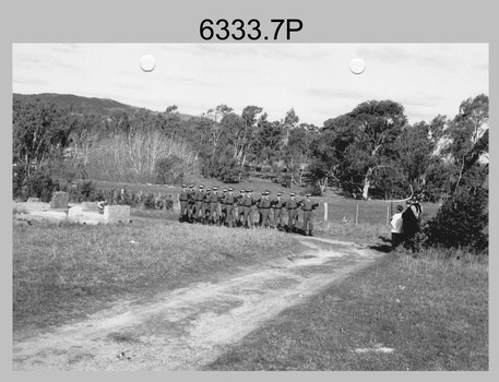 Military Funeral, Harcourt, c1960s. Unidentified civilians and Army Headquarters Survey Regiment personnel