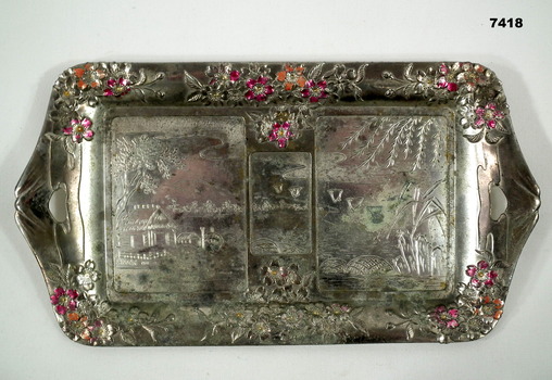 Decorative Silver Metal Platter.