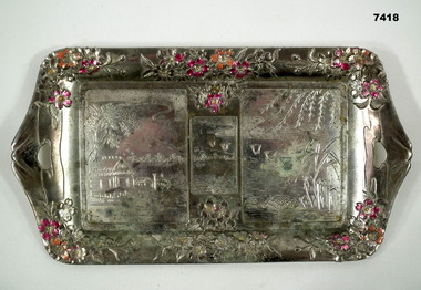 Decorative Silver Metal Platter.