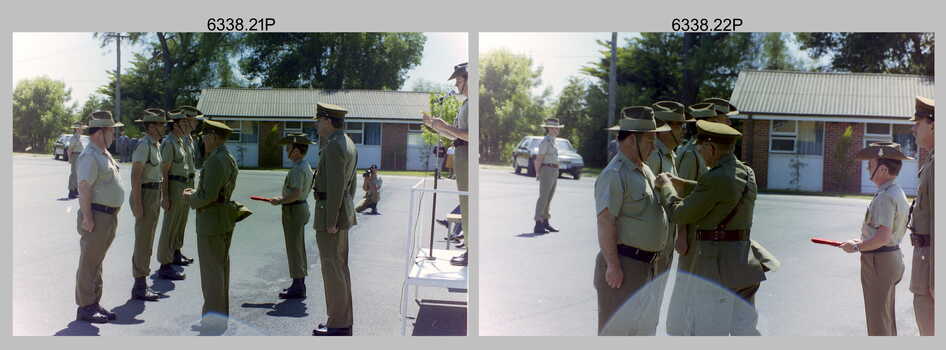 CO’s Parade and Defence Force Service Medal Presentations at the Army Survey Regiment, Fortuna Villa, Bendigo. c1987.