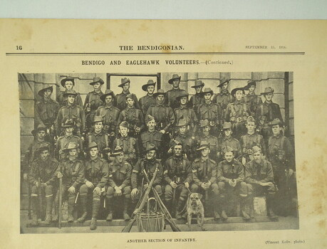 "Bendigonian" Newspaper with photo insert, September 15, 1914.