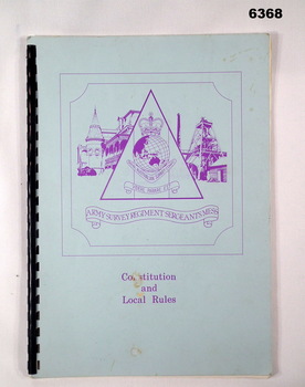 Light blue carboard covered booklet containing A4 paper pages with plastic ring binding