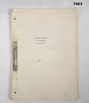 Document Precis of Military Traditions.