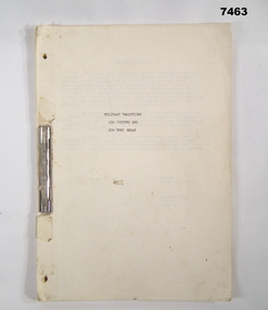 Document Precis of Military Traditions.