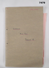 Light brown coloured foolscap manila folder with notes printed on green and pink coloured pages.