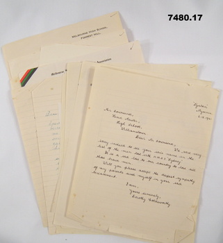 Letters of Sympathy from various schools.