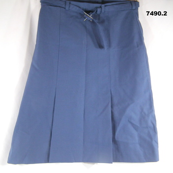 Three blue Polyester uniform skirts.