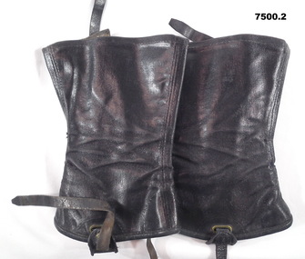 Pair black stiffened canvas gaiters.