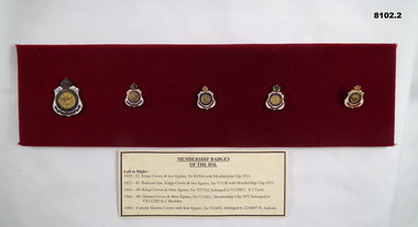 The five badges of the RSL over the years.