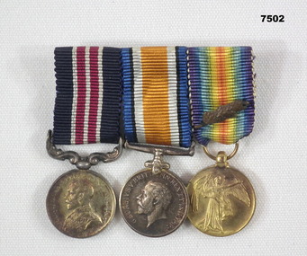 Set of three WW1 medals including M.M.