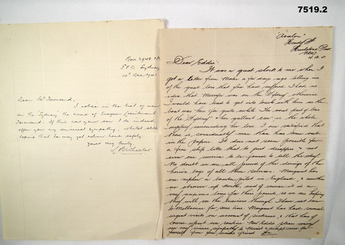 Letter of Sympathy M.C. Townsend.