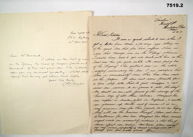 Letter of Sympathy M.C. Townsend.