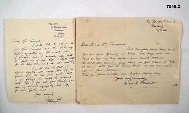 Letters of Sympathy for M.C. Townsend.