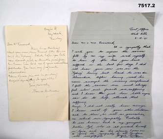 Letters of Sympathy for M.C. Townsend.