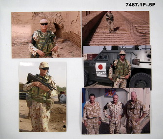 Photographs of Australian soldiers in desert camouflage in Iraq.